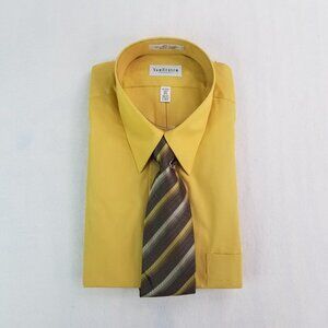 NWT Men's Van Heusen Wrinkle Free Sunflower 17 1/2 -32/33 X-Large Shirt and Tie